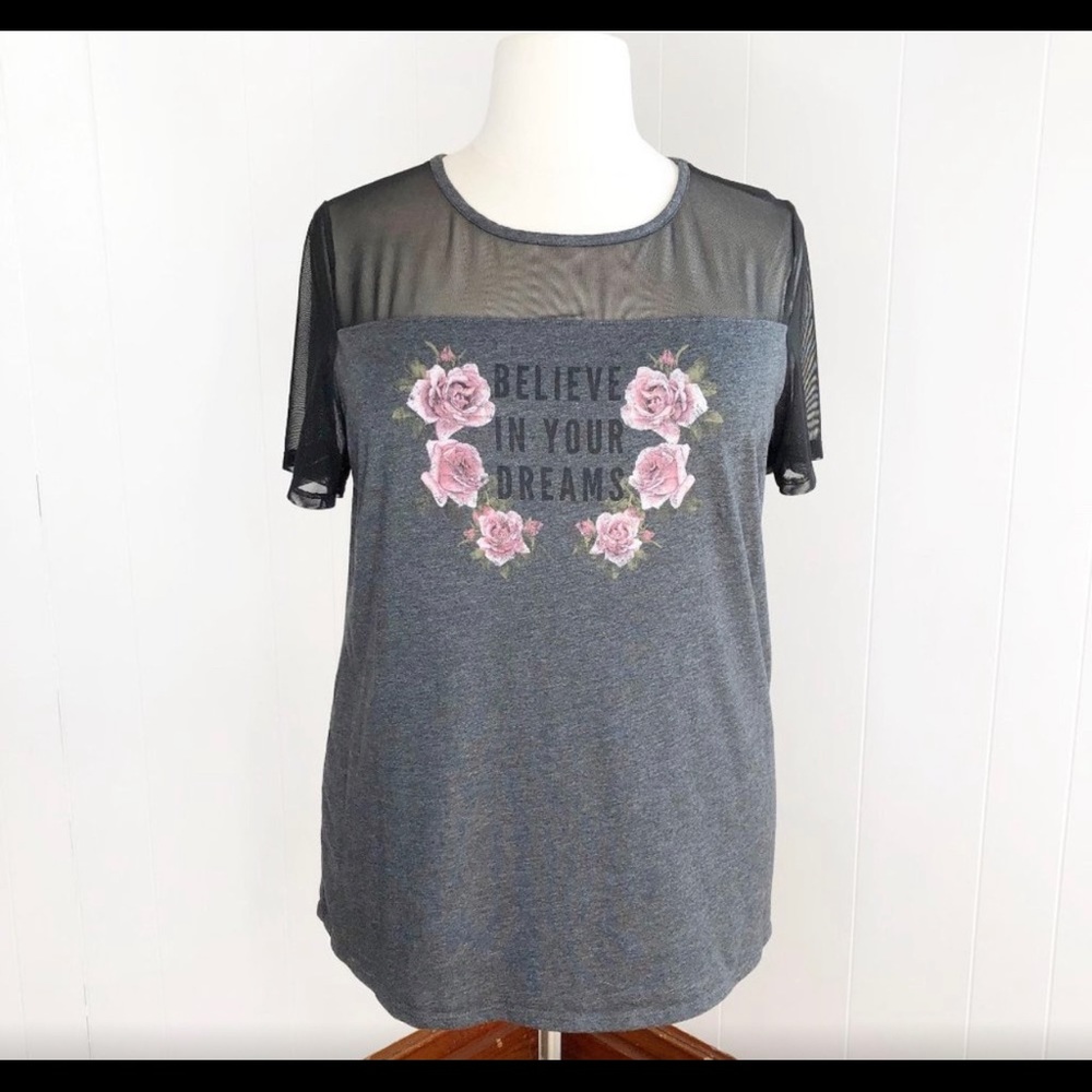 Lane Bryant Graphic T-Shirt with Mesh Shoulders - PLUS SIZE